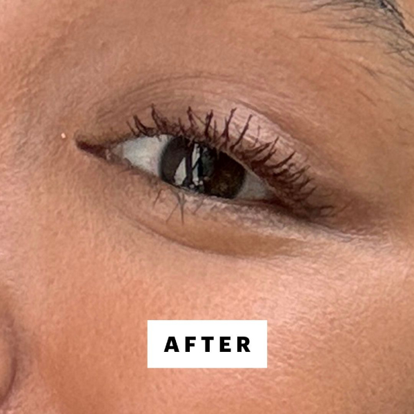 Richards after applying YSL Lash Clash Extreme Volume Mascara in Brown