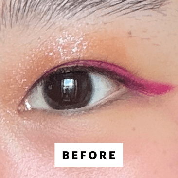 A closeup eye shot of Allure commerce editor Sarah Han before applying the Maybelline New York Lash Sensational Sky High...
